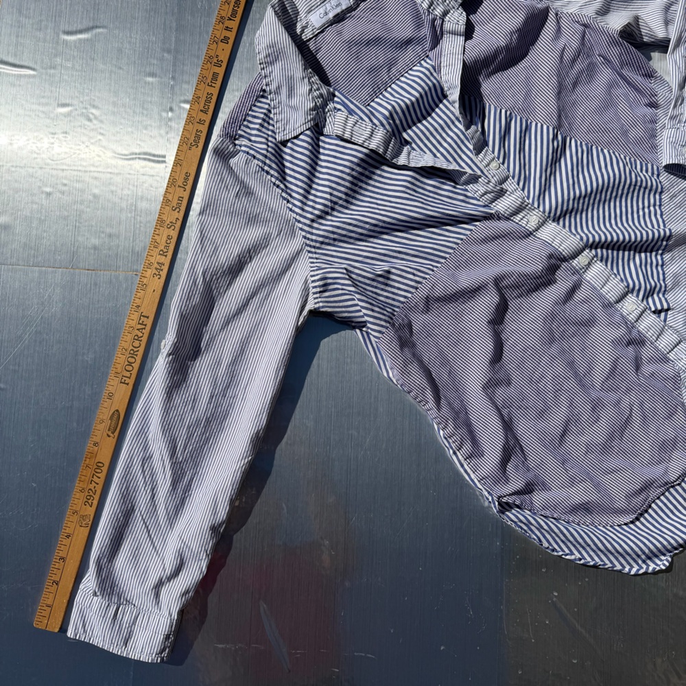 Striped Patchwork Button-Up Shirt - image 5